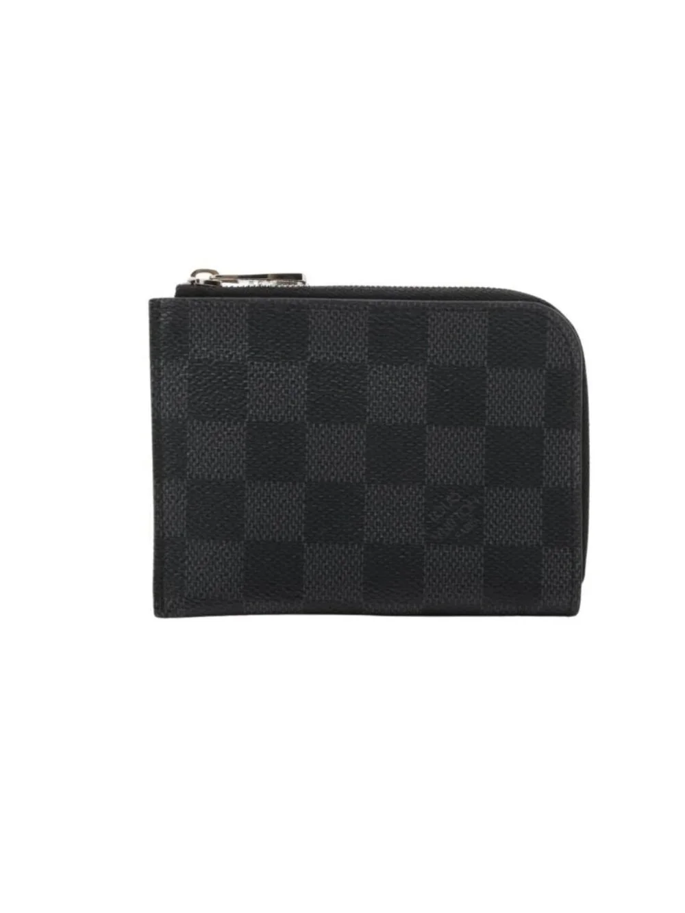 Louis Vuitton Coin Case Porte-Monnaie NM Black Damier Graphite Purse Silver
